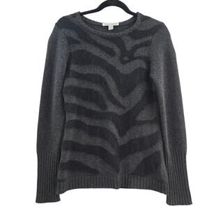 Autumn Cashmere Zebra Animal Print Fuzzy Sweater Sz S QuietLuxury As seen on TV